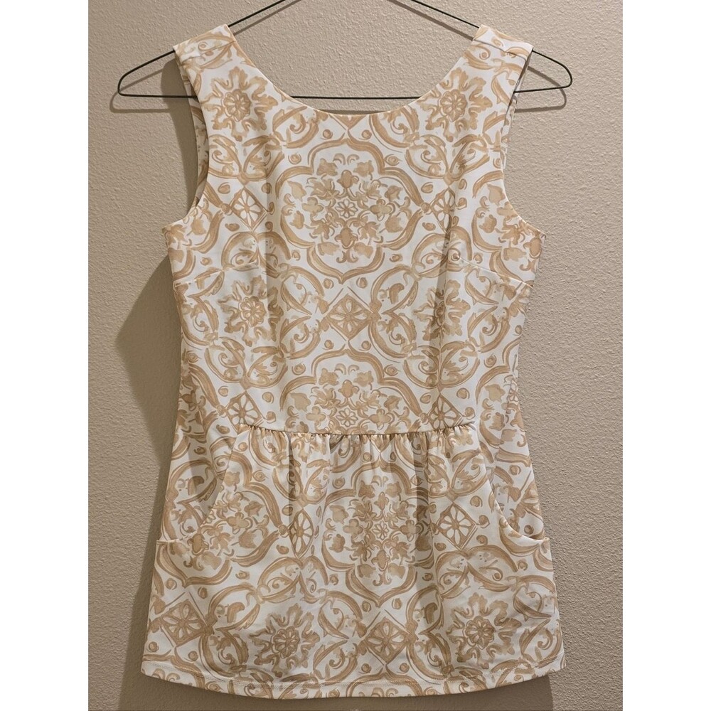 NWOT Jude Connally Millie Tan And White Peplum Top Sz S